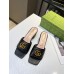 Gucci Double G Slide Sandals 55mm in Black Matelasse Leather