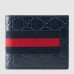 Gucci Bi-fold Wallet In Blue Signature Leather with Web