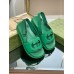 Gucci Slingback Interlocking G Sandals in Green Leather