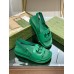 Gucci Slingback Interlocking G Sandals in Green Leather