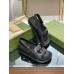 Gucci Slingback Interlocking G Sandals in Black Leather