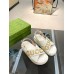 Gucci Slingback Sandals in White Leather with Gold Logo