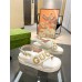 Gucci Slingback Sandals in White Leather with Gold Logo