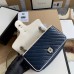Gucci GG Marmont Small Shoulder Bag in Blue Diagonal Leather