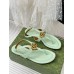Gucci Double G Thong Sandals in Light Green Leather