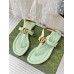 Gucci Double G Thong Sandals in Light Green Leather