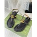 Gucci Double G Thong Sandals in Black Leather