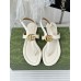 Gucci Double G Thong Sandals in White Leather