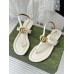 Gucci Double G Thong Sandals in White Leather