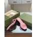 Gucci Slide Sandas in Pink Leather with Bamboo Heel
