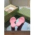 Gucci Slide Sandas in Pink Leather with Bamboo Heel