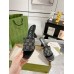 Gucci Slide Sandas 75mm in Black Mesh with Crystal