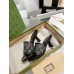 Gucci Slide Sandas 75mm in Black Mesh with Crystal