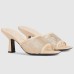 Gucci Slide Sandas 75mm in Beige Mesh with Crystal