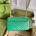 Gucci GG Marmont Small Shoulder Bag In Green Matelasse Diagonal Leather
