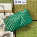 Gucci GG Marmont Small Shoulder Bag in Green Chevron Leather