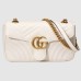 Gucci GG Marmont Small Shoulder Bag in White Chevron Leather