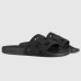 Gucci Womens Slide Sandals in Black Rubber GG