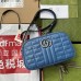 Gucci GG Marmont Small Camera Bag in Blue Matelasse Leather
