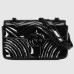 Gucci GG Marmont Mini Shoulder Bag in Black Patent Chevron Leather