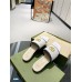 Gucci Slide Sandals in White Diagonal Leather With Double G