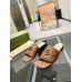 Gucci Slide Sandals in Brown Matelasse Leather with Double G