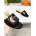Gucci Interlocking G Cut-out Slide Sandals in Black Leather