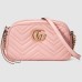 Gucci GG Marmont Small Camera Bag in Pink Chevron Leather