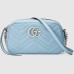 Gucci GG Marmont Small Camera Bag in Pastel Blue Chevron Leather