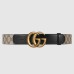 Gucci GG Supreme & Black Leahter Belt 38MM with Double G Buckle
