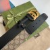 Gucci GG Supreme & Black Leahter Belt 38MM with Double G Buckle