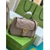 Gucci GG Marmont Small Top Handle Bag in Nude Chevron Calfskin