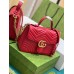 Gucci GG Marmont Small Top Handle Bag in Red Chevron Calfskin