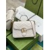 Gucci GG Marmont Small Top Handle Bag in White Chevron Calfskin