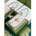 Gucci GG Marmont Small Top Handle Bag in White Chevron Calfskin