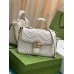 Gucci GG Marmont Small Top Handle Bag in White Chevron Calfskin