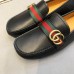 Gucci Mens Driver Loafers in Black Leather with Web