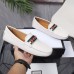 Gucci Interlocking G Horsebit Drive Loafers in White Leather with Web
