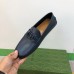 Gucci Mens Drive Loafers in Blue Leather with Interlocking G