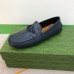 Gucci Mens Drive Loafers in Blue Leather with Interlocking G