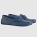 Gucci Mens Drive Loafers in Blue Leather with Interlocking G