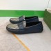 Gucci Mens Drive Loafers in Blue Leather and GG Supreme Canvas