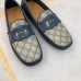 Gucci Mens Drive Loafers in Blue Leather and GG Supreme Canvas