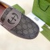Gucci Mens Drive Loafers in Grey Leather and GG Supreme Canvas