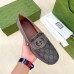 Gucci Mens Drive Loafers in Grey Leather and GG Supreme Canvas