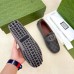 Gucci Mens Drive Loafers in Grey Leather and GG Supreme Canvas
