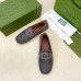 Gucci Mens Drive Loafers in Grey Leather and GG Supreme Canvas