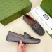 Gucci Mens Drive Loafers in Grey Leather and GG Supreme Canvas
