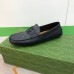 Gucci Mens Drive Loafers in Black Leather and GG Supreme Canvas