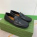 Gucci Mens Drive Loafers in Black Leather with Cut-out Interlocking G